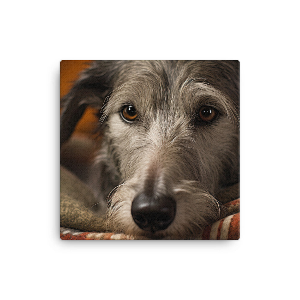 Sleepy Scottish Deerhound by the Fire Canvas - PosterfyAI.com