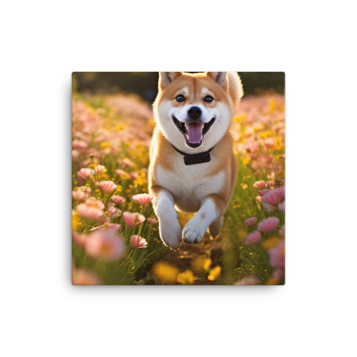 Shiba Inu Running Canvas - PosterfyAI.com
