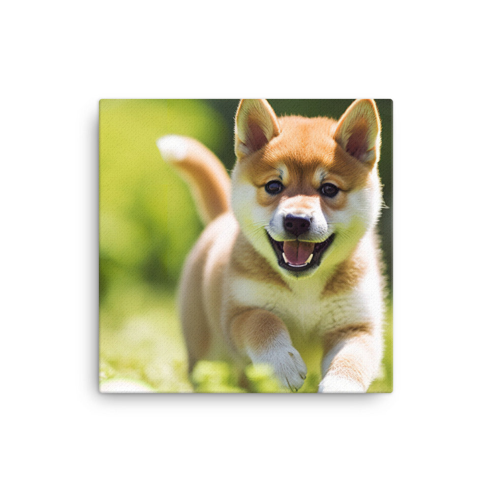 Shiba Inu Pup Playing Canvas - PosterfyAI.com