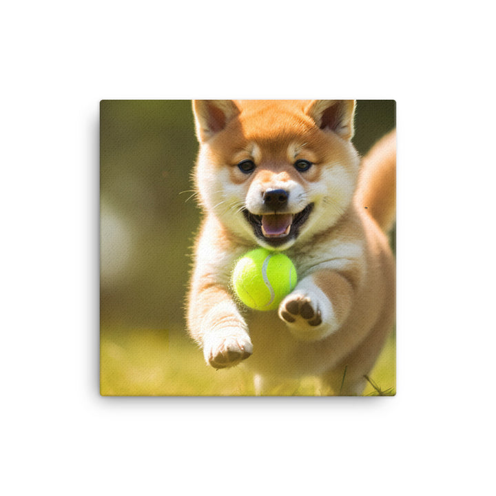 Shiba Inu Pup Playing Canvas - PosterfyAI.com