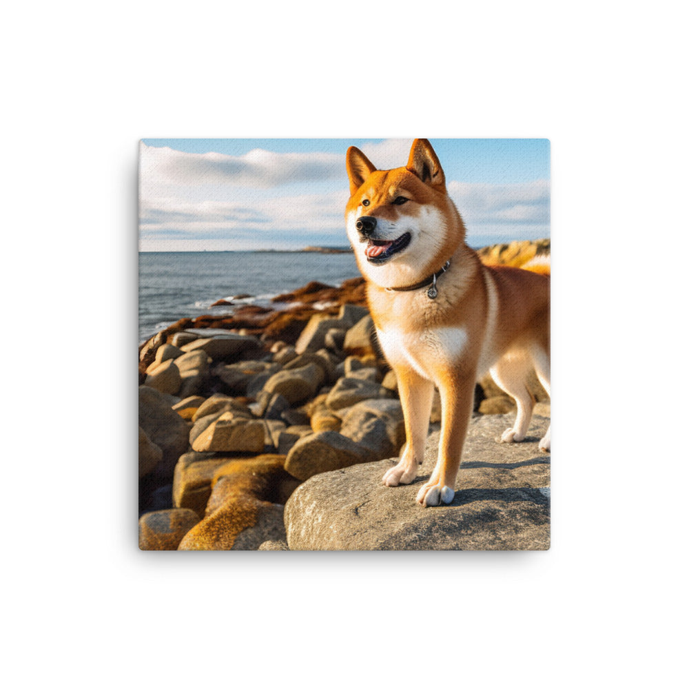 Shiba Inu Gazing Out Canvas - PosterfyAI.com