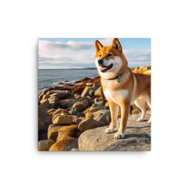 Shiba Inu Gazing Out Canvas - PosterfyAI.com