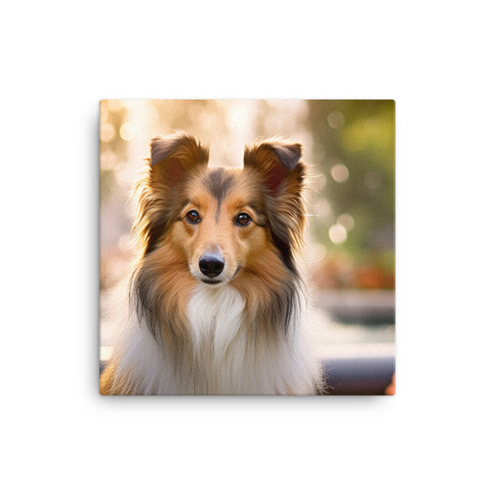 Shetland Sheepdog Posing in the Park Canvas - PosterfyAI.com