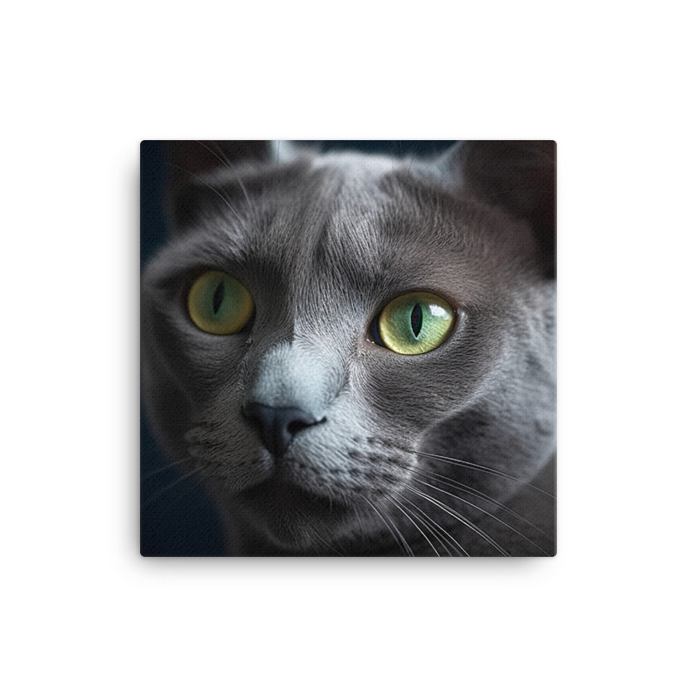 Beauty of Russian Blue Cat Canvas - PosterfyAI.com