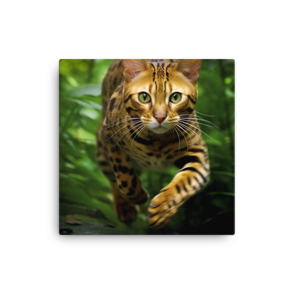 Bengal Cat Hunting Adventure Canvas - PosterfyAI.com