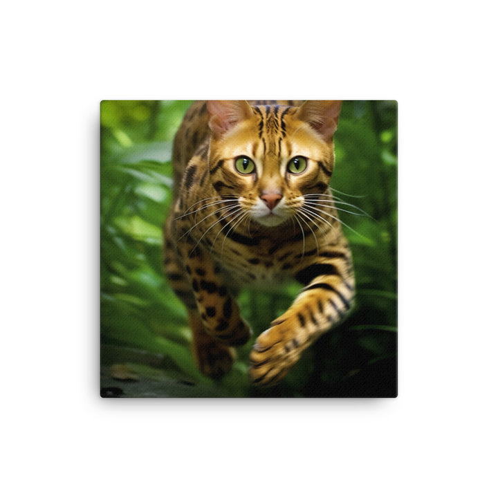 Bengal Cat Hunting Adventure Canvas - PosterfyAI.com