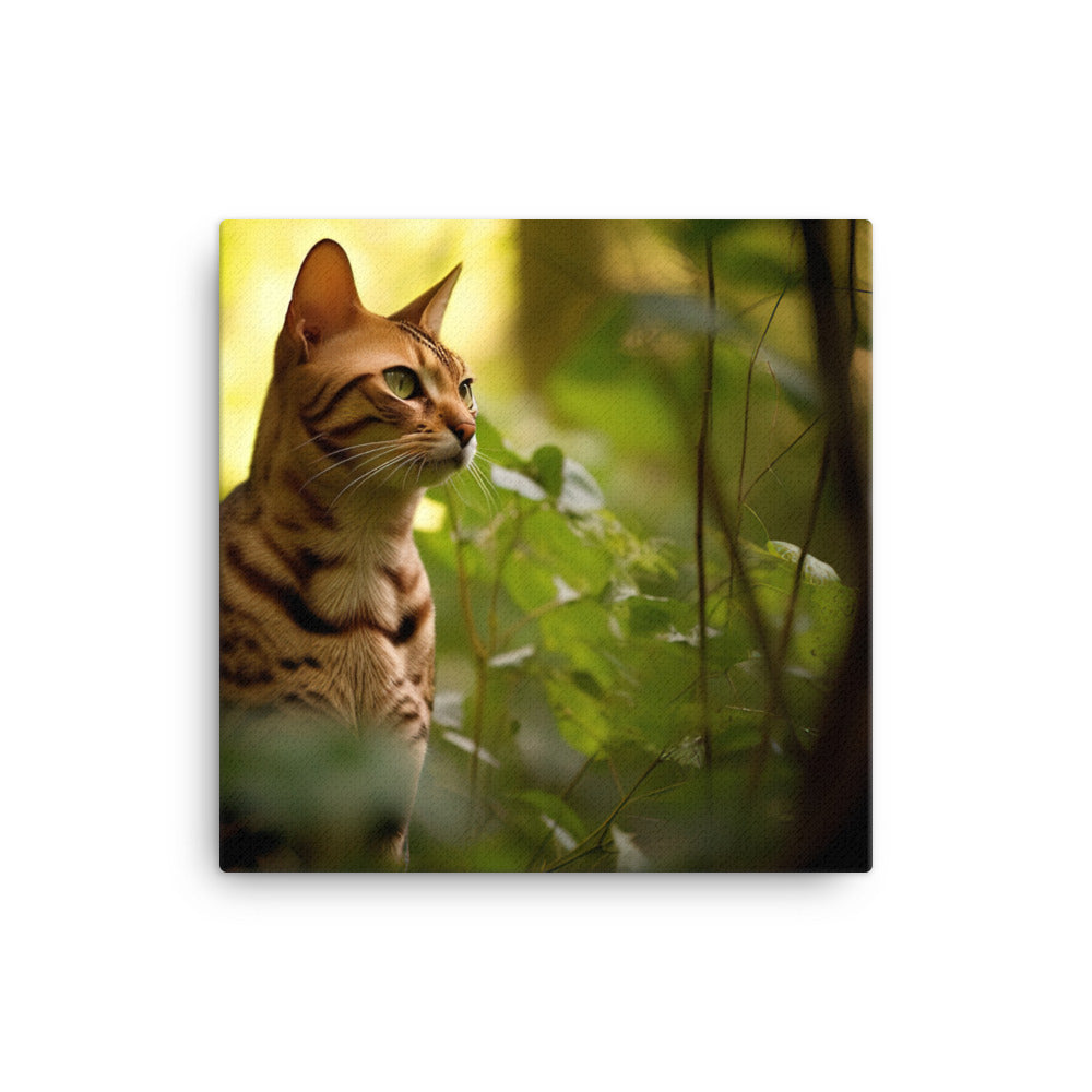 Bengal Cat in its Natural Habitat Canvas - PosterfyAI.com
