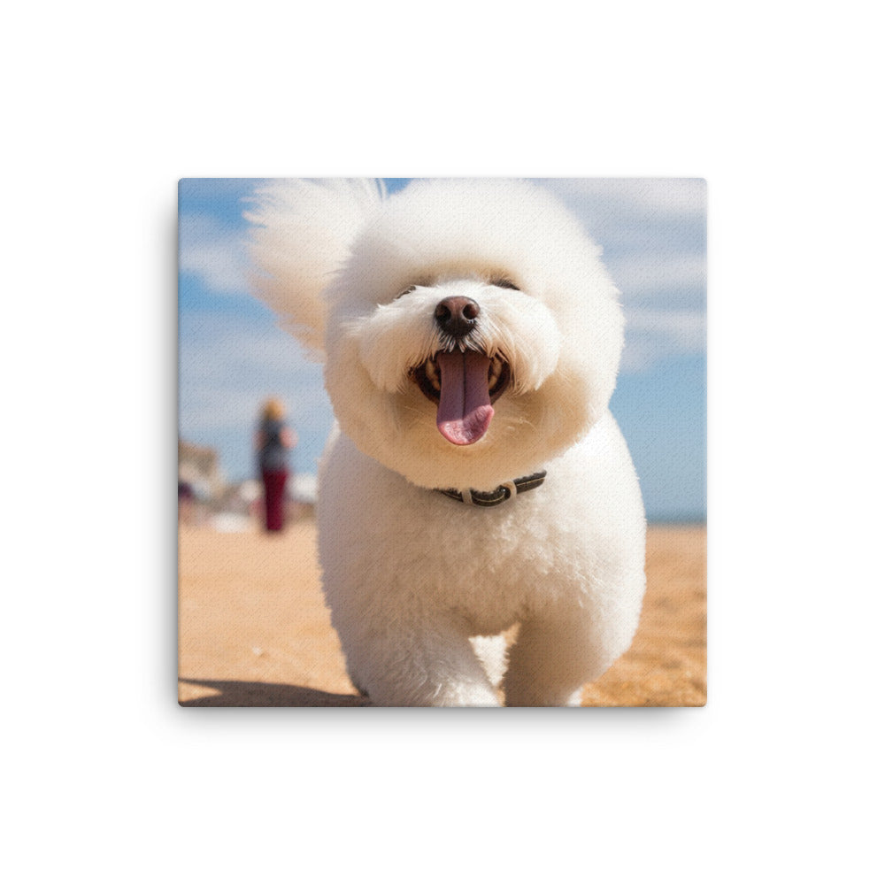 Bichon Frise on a Beach Canvas - PosterfyAI.com