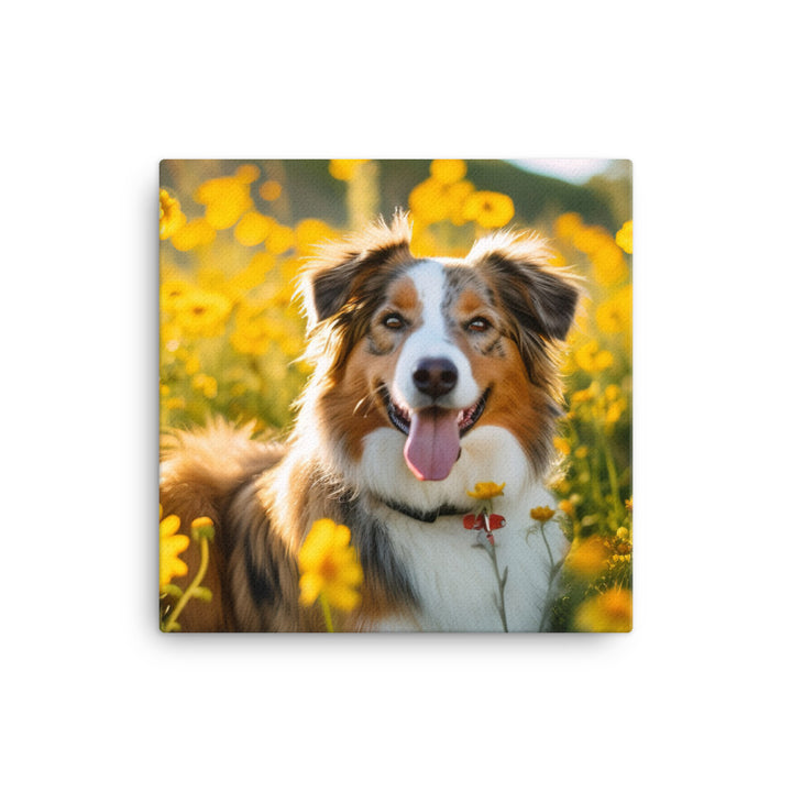 Australian Shepherd sitting Canvas - PosterfyAI.com