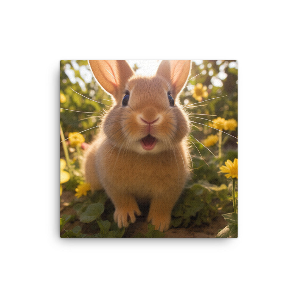 Tan Bunnys Playful Wonders Canvas - PosterfyAI.com