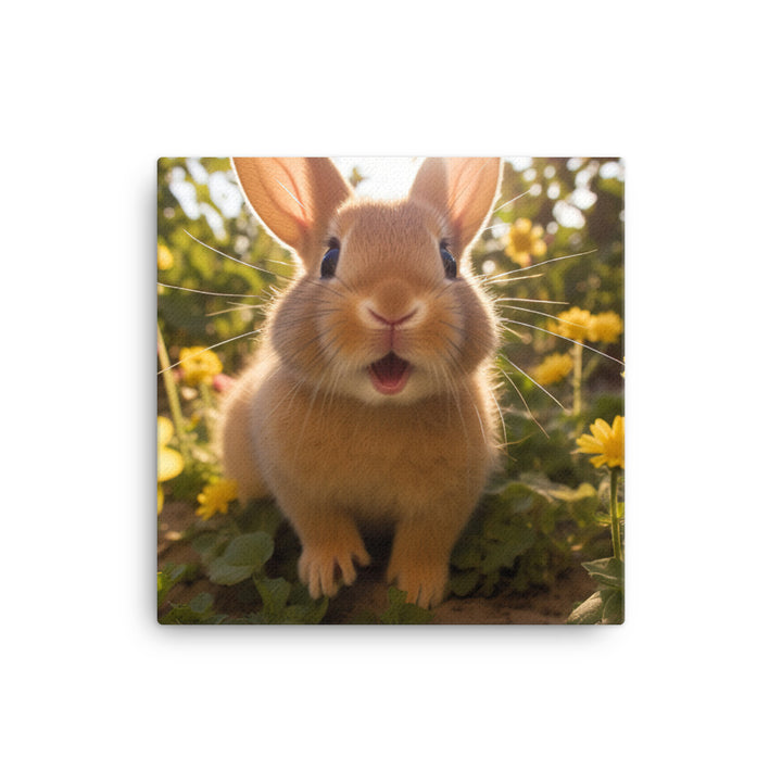 Tan Bunnys Playful Wonders Canvas - PosterfyAI.com