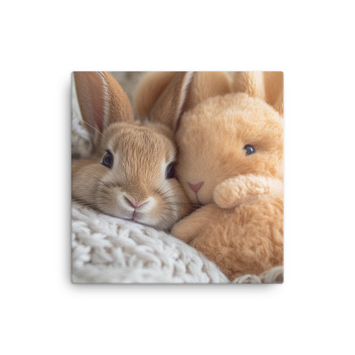 Tan Bunnys Gentle Cuddles Canvas - PosterfyAI.com