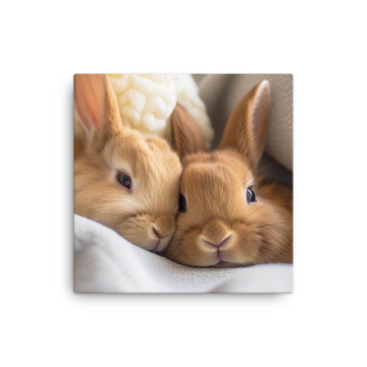 Tan Bunnys Gentle Cuddles Canvas - PosterfyAI.com