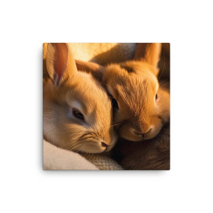 Tan Bunnys Gentle Cuddles Canvas - PosterfyAI.com