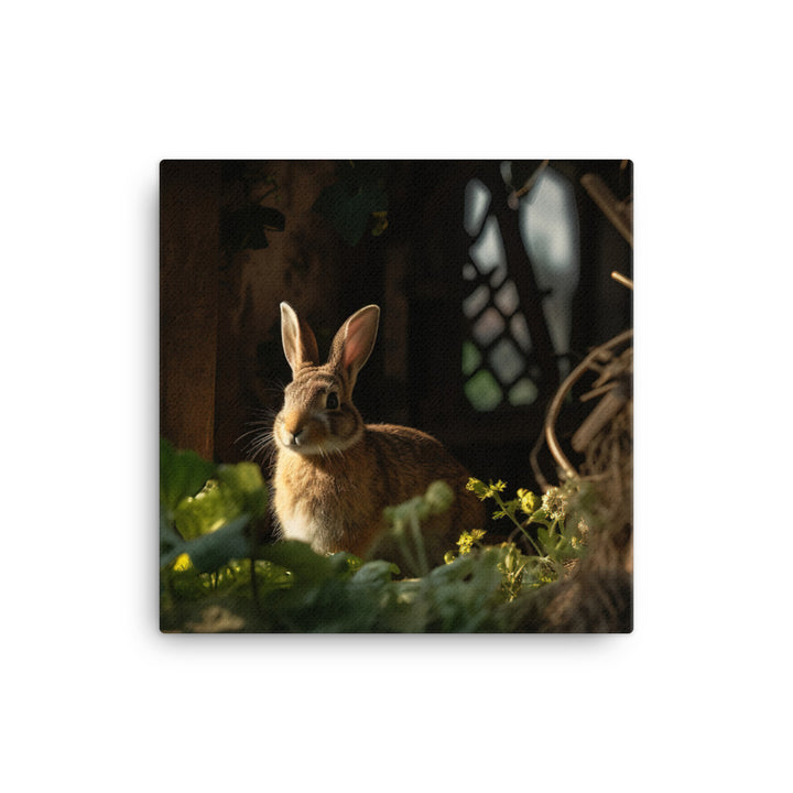 Tan Bunny Amidst Rustic Beauty Canvas - PosterfyAI.com