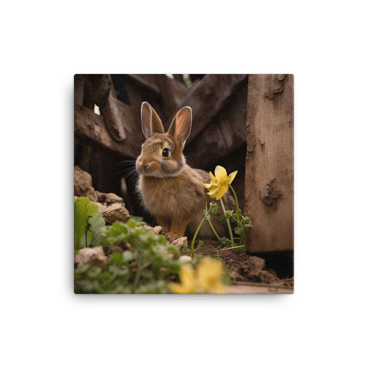 Tan Bunny Amidst Rustic Beauty Canvas - PosterfyAI.com