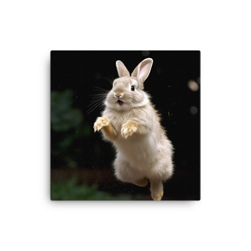 Thrianta Bunny Enjoying a Playful Hop Canvas - PosterfyAI.com