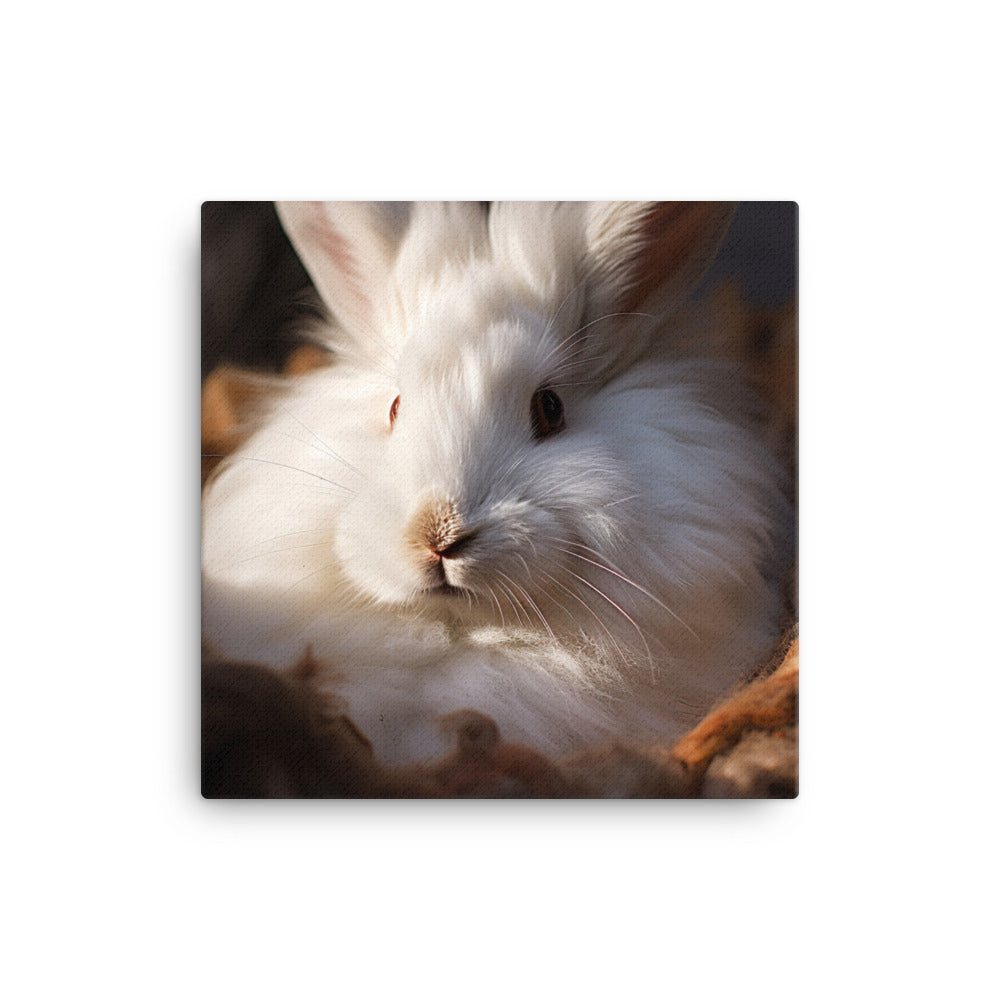 Angora Bunny in a Cozy Setting Canvas - PosterfyAI.com