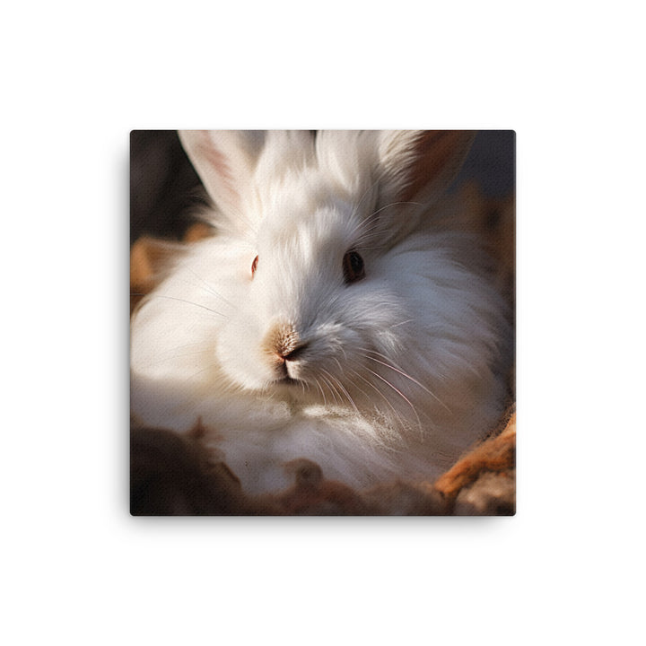 Angora Bunny in a Cozy Setting Canvas - PosterfyAI.com
