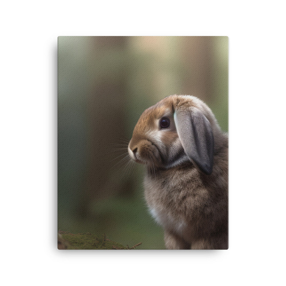 Serene Mini Lop Bunny in a Forest Canvas - PosterfyAI.com