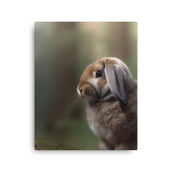Serene Mini Lop Bunny in a Forest Canvas - PosterfyAI.com