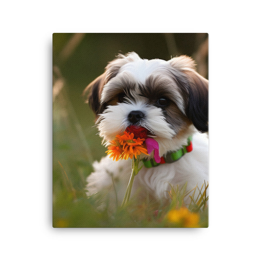 Sweet and Playful Shih Tzu Canvas - PosterfyAI.com