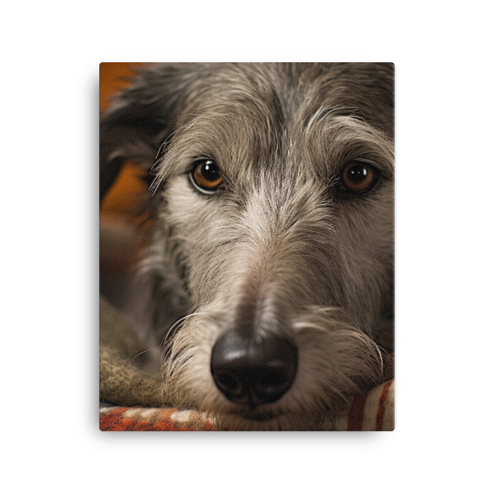 Sleepy Scottish Deerhound by the Fire Canvas - PosterfyAI.com