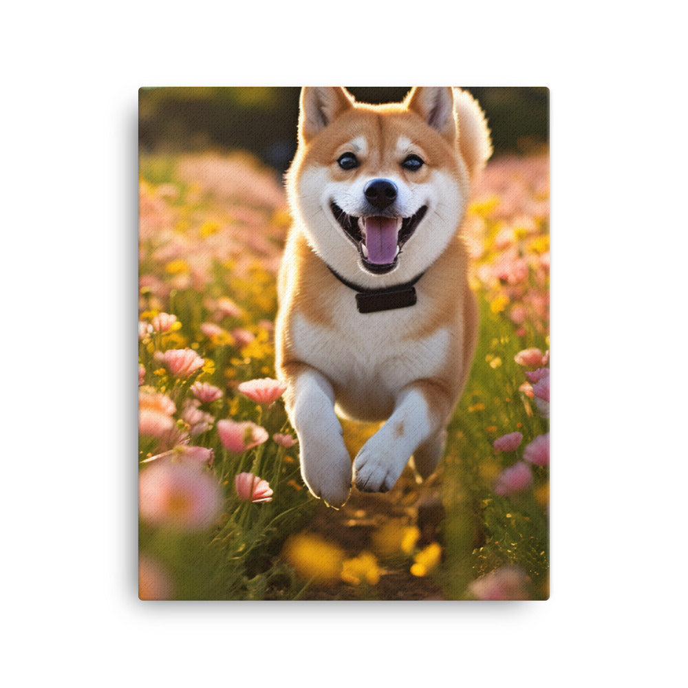 Shiba Inu Running Canvas - PosterfyAI.com