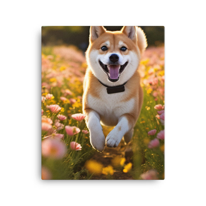 Shiba Inu Running Canvas - PosterfyAI.com