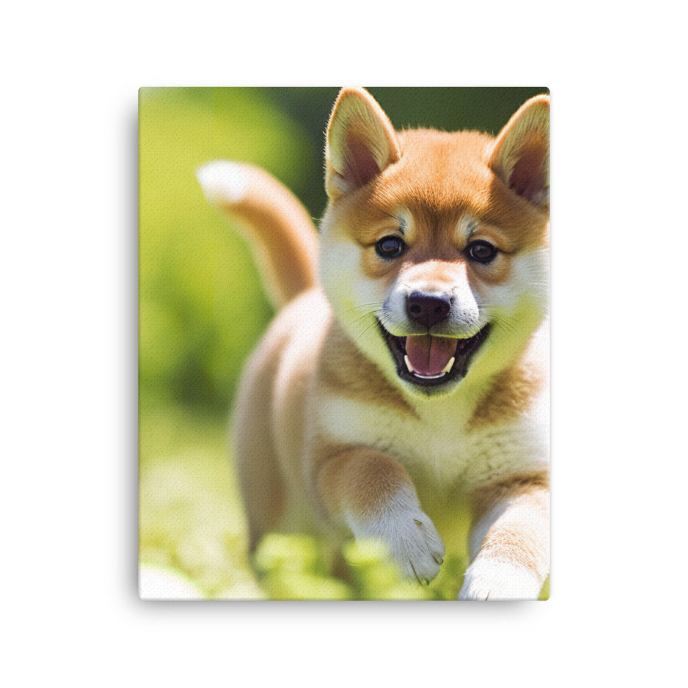 Shiba Inu Pup Playing Canvas - PosterfyAI.com