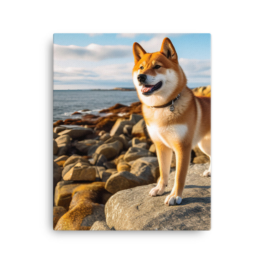 Shiba Inu Gazing Out Canvas - PosterfyAI.com