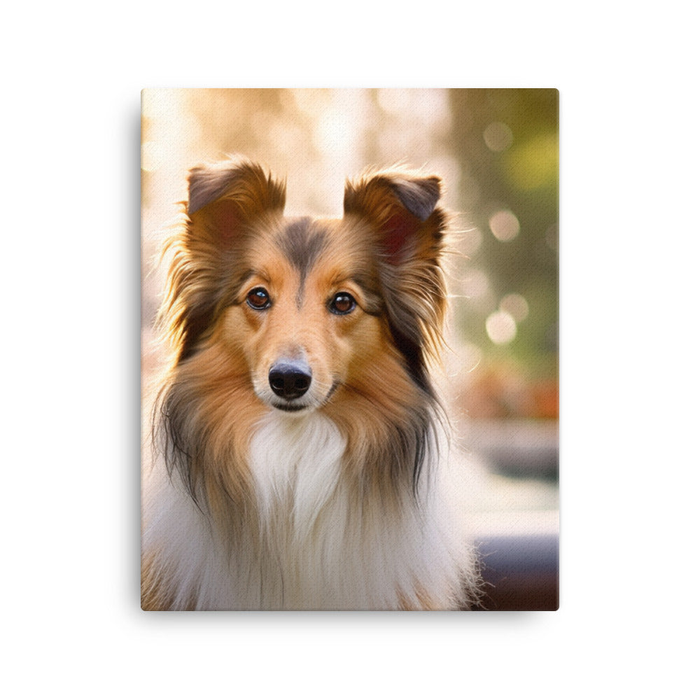 Shetland Sheepdog Posing in the Park Canvas - PosterfyAI.com