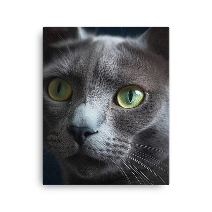 Beauty of Russian Blue Cat Canvas - PosterfyAI.com