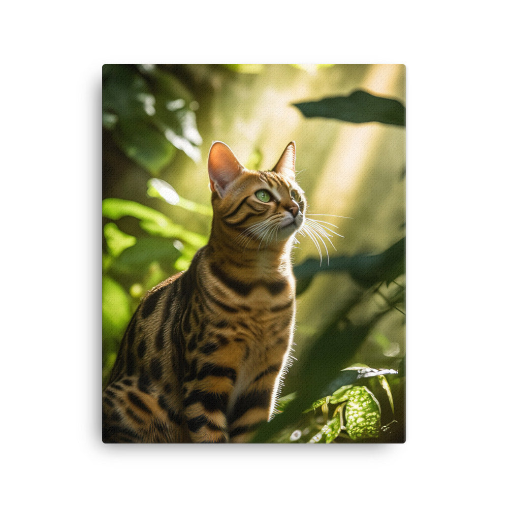 Bengal Cat in its Natural Habitat Canvas - PosterfyAI.com