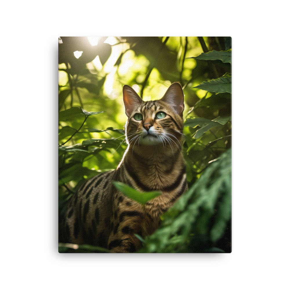Bengal Cat in its Natural Habitat Canvas - PosterfyAI.com