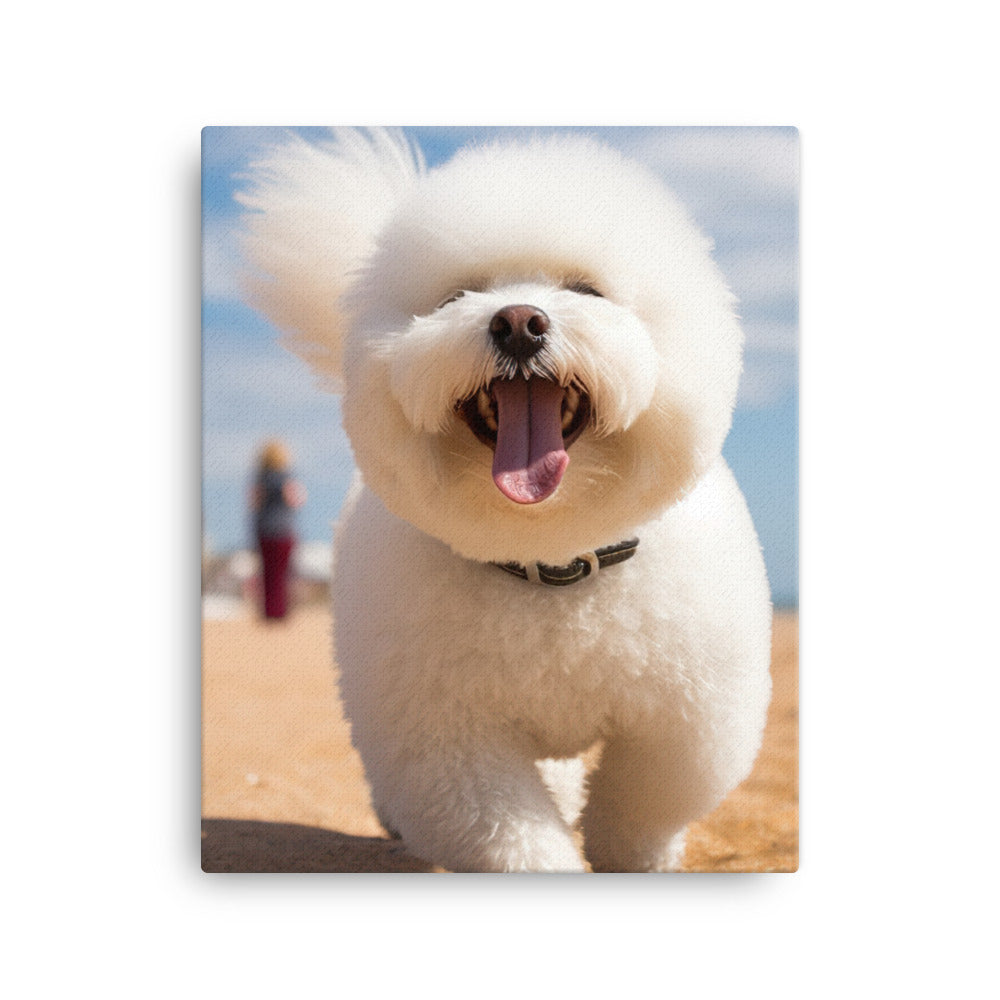 Bichon Frise on a Beach Canvas - PosterfyAI.com