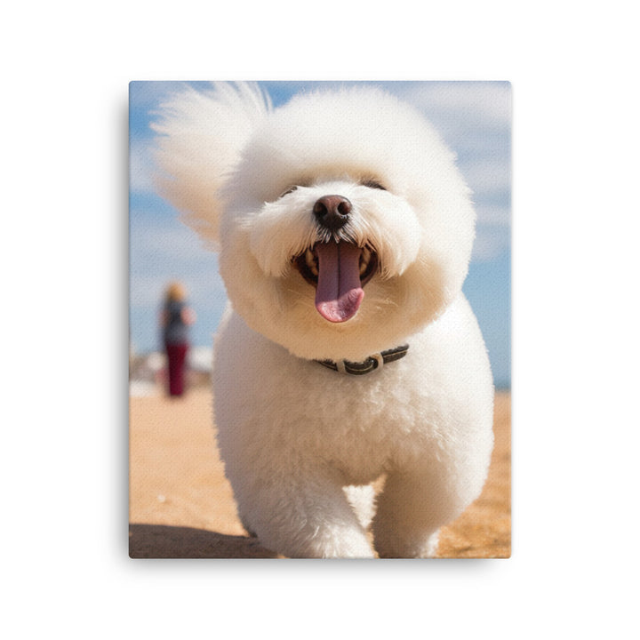Bichon Frise on a Beach Canvas - PosterfyAI.com