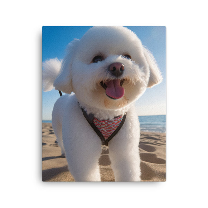 Bichon Frise on a Beach Canvas - PosterfyAI.com