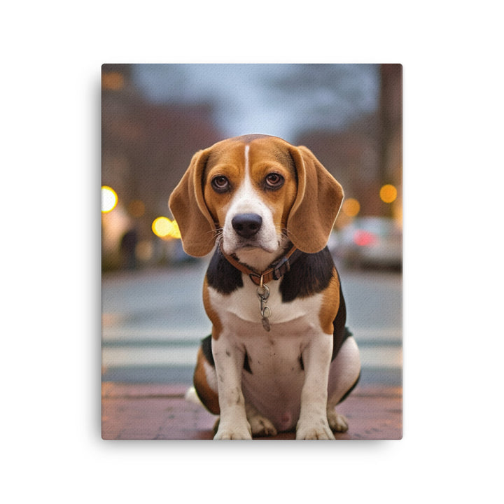 Beagle in the city Canvas - PosterfyAI.com