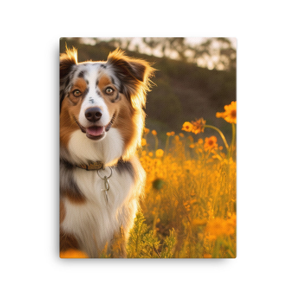 Australian Shepherd sitting Canvas - PosterfyAI.com