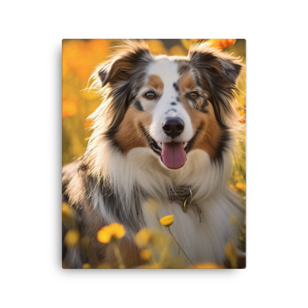 Australian Shepherd sitting Canvas - PosterfyAI.com