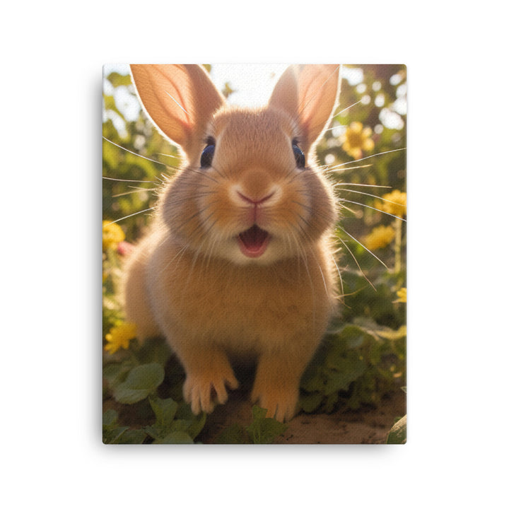 Tan Bunnys Playful Wonders Canvas - PosterfyAI.com