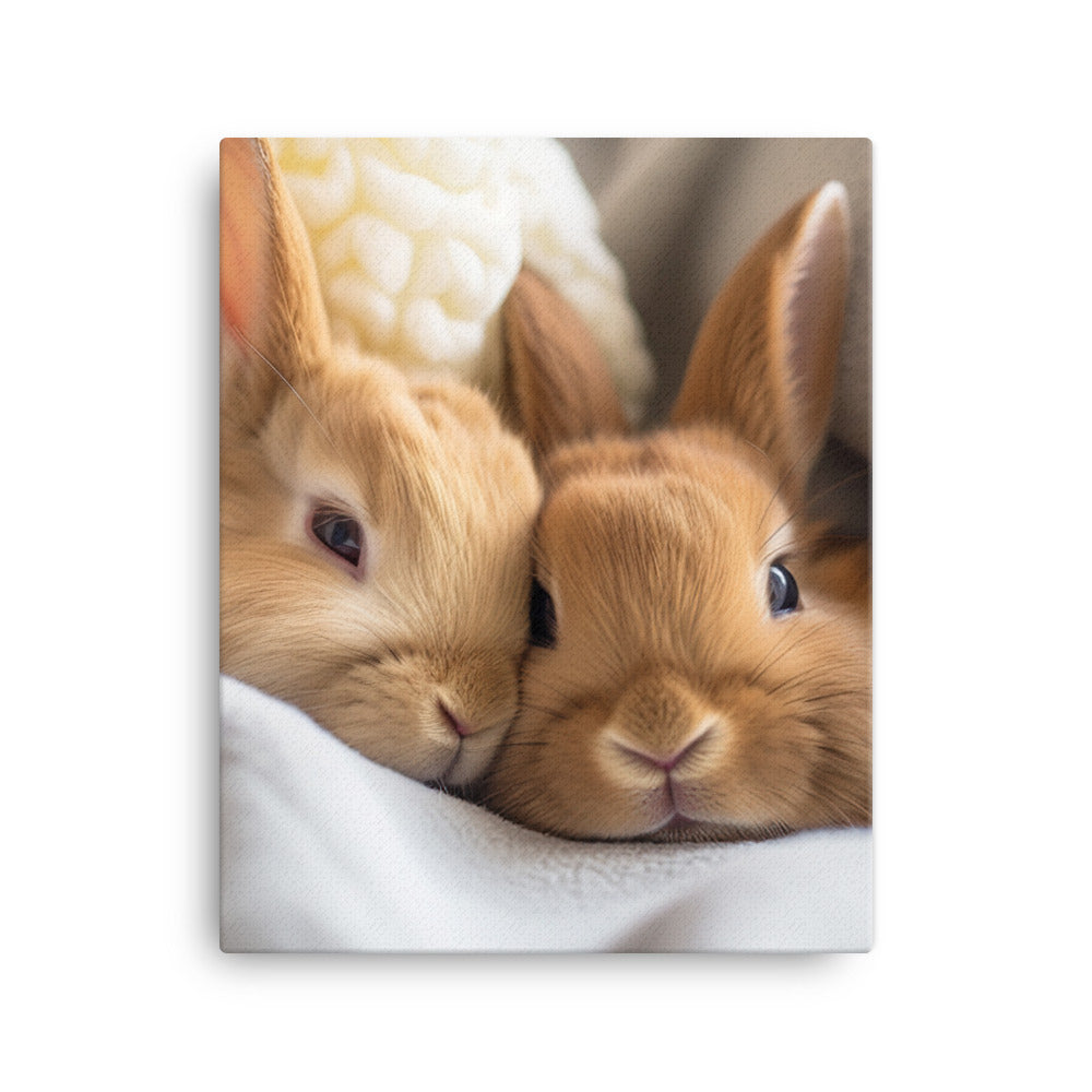 Tan Bunnys Gentle Cuddles Canvas - PosterfyAI.com