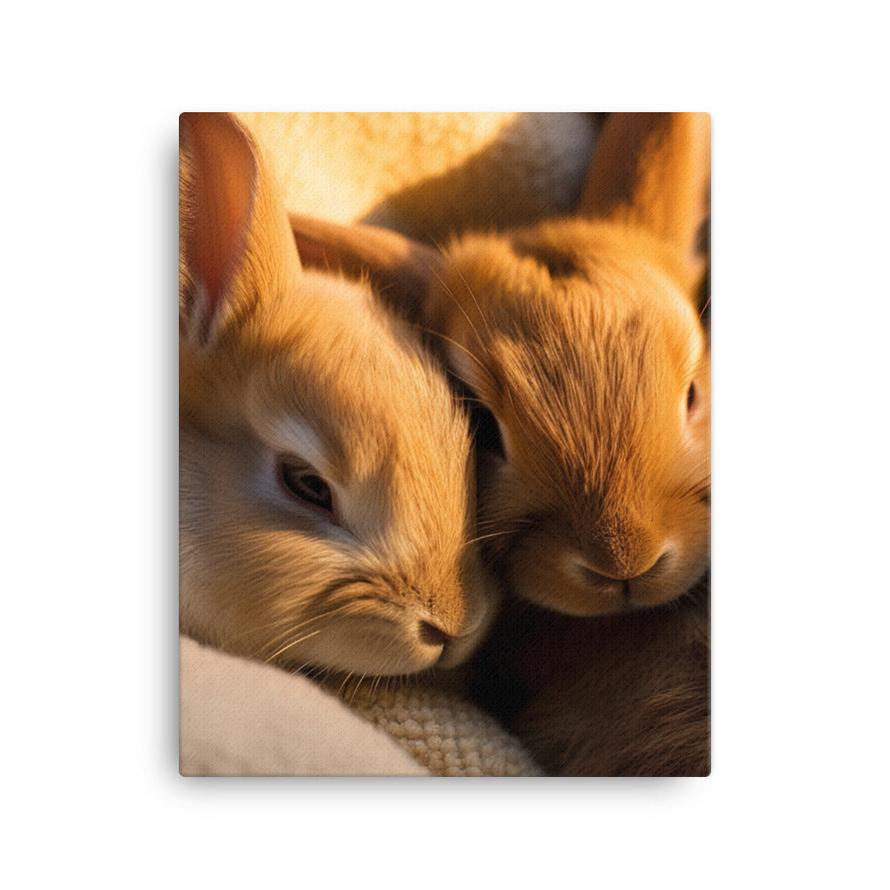 Tan Bunnys Gentle Cuddles Canvas - PosterfyAI.com