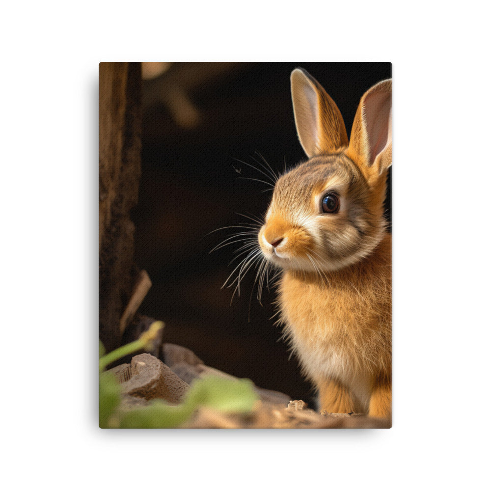 Tan Bunny Amidst Rustic Beauty Canvas - PosterfyAI.com