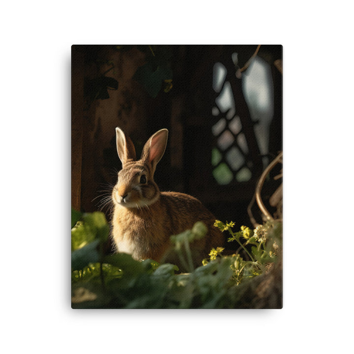 Tan Bunny Amidst Rustic Beauty Canvas - PosterfyAI.com