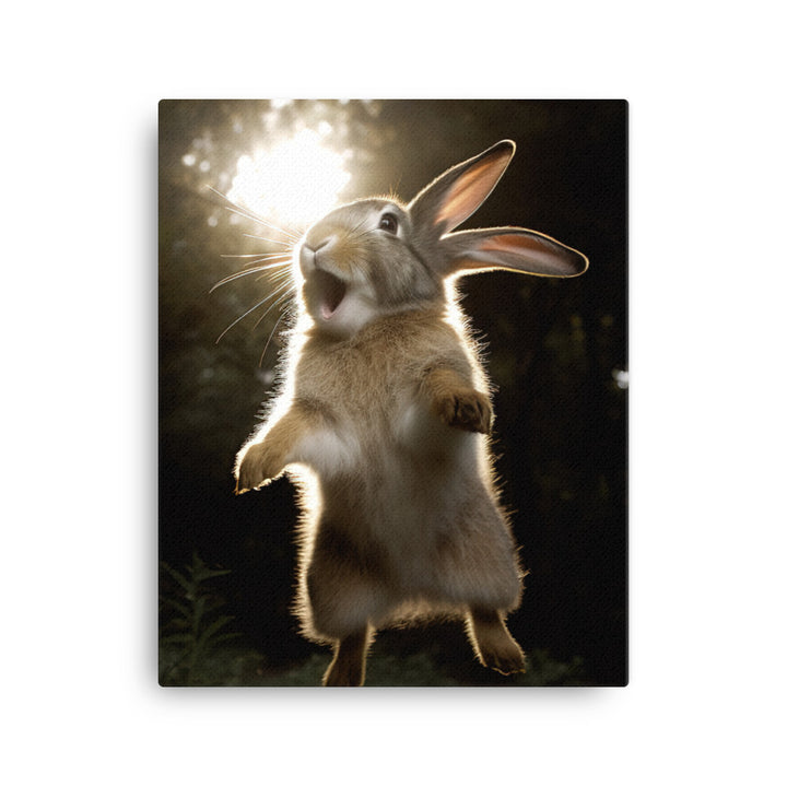 Thrianta Bunny Enjoying a Playful Hop Canvas - PosterfyAI.com