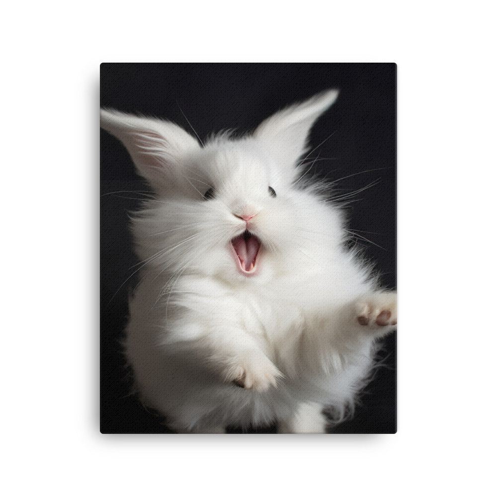 Angora Bunny with a Playful Expression Canvas - PosterfyAI.com