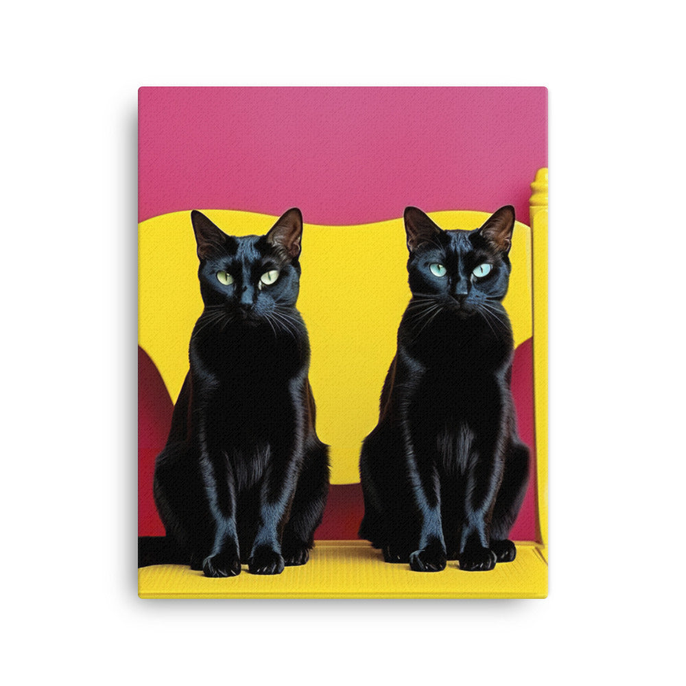 Striking Contrast of Bombay Cats Canvas - PosterfyAI.com