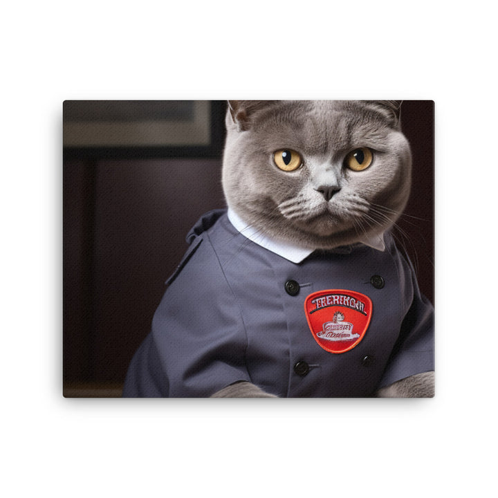 British Shorthair Fast Food Crew Canvas - PosterfyAI.com
